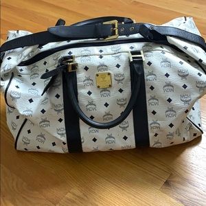 MCM white and Navy Duffel